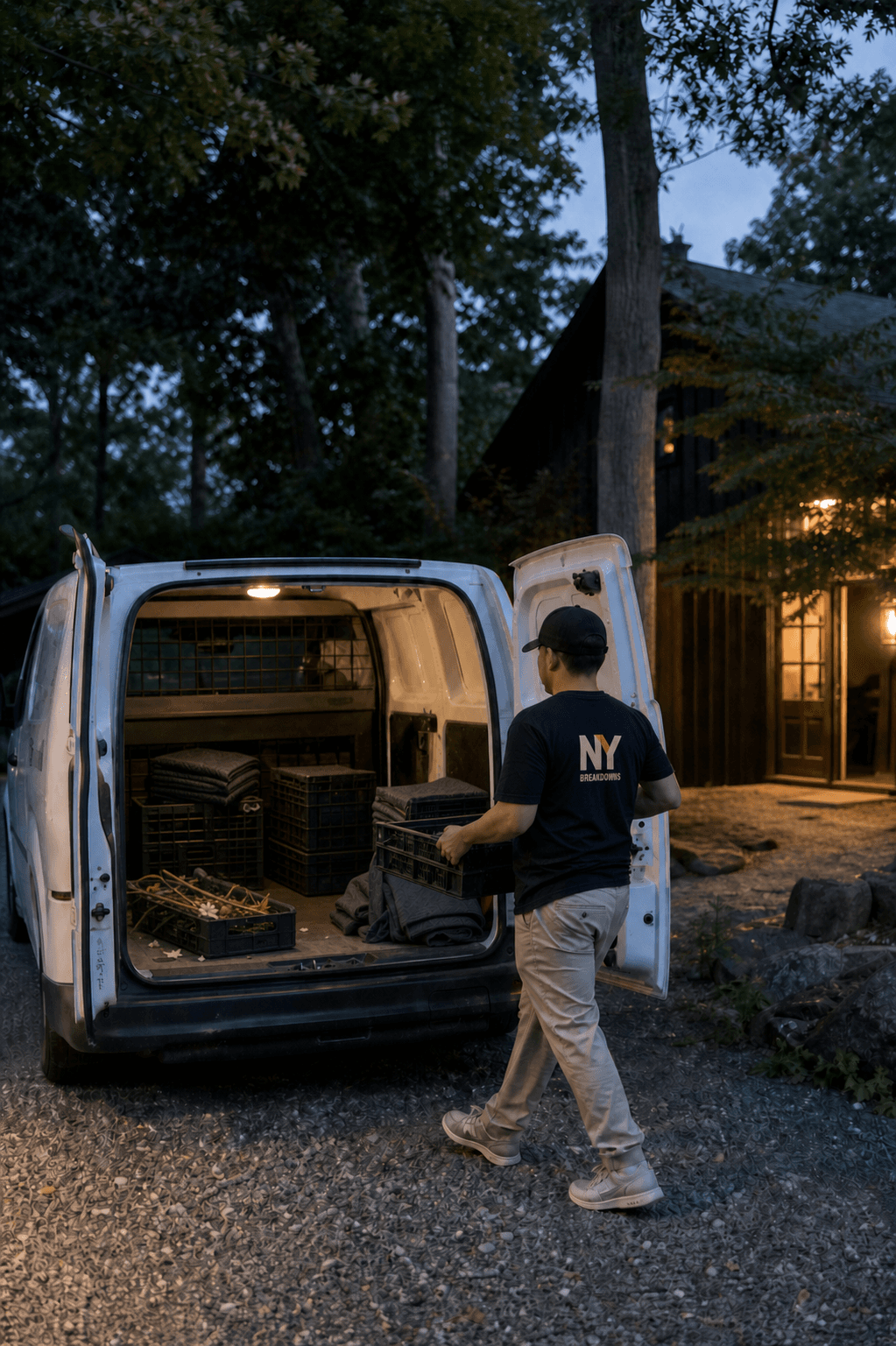 NY Breakdowns cargo van ready for a floral breakdown in Albany